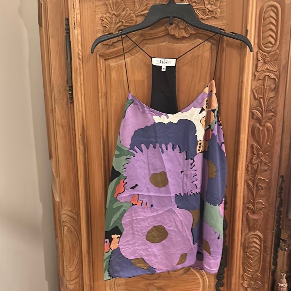Tibi camisole Purple and Green Floral Design